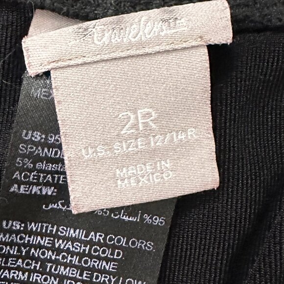 Chico's Travelers Black Pull On Wide Leg Full Length Pants LARGE 12/14 Travel - Picture 2 of 4